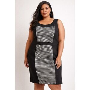 Lane Collection Sheath Dress Black Mesh Panel Modern Minimalist Workwear Size 28